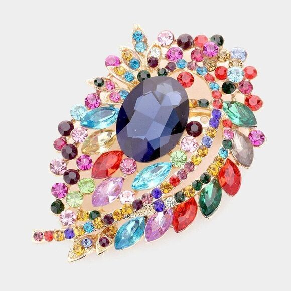 Multi Stone Multi Colored Bouquet Pin Brooch - Picture 1 of 5